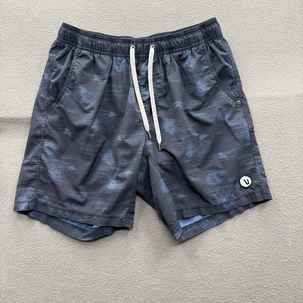 Vuori Swim Shorts Mens Medium Blue Flecked Trunks Lined Quick Dry Stretch Beach